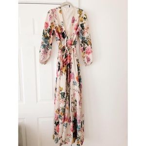 Stunning Floral Maxi Long Sleeve Dress Button Down